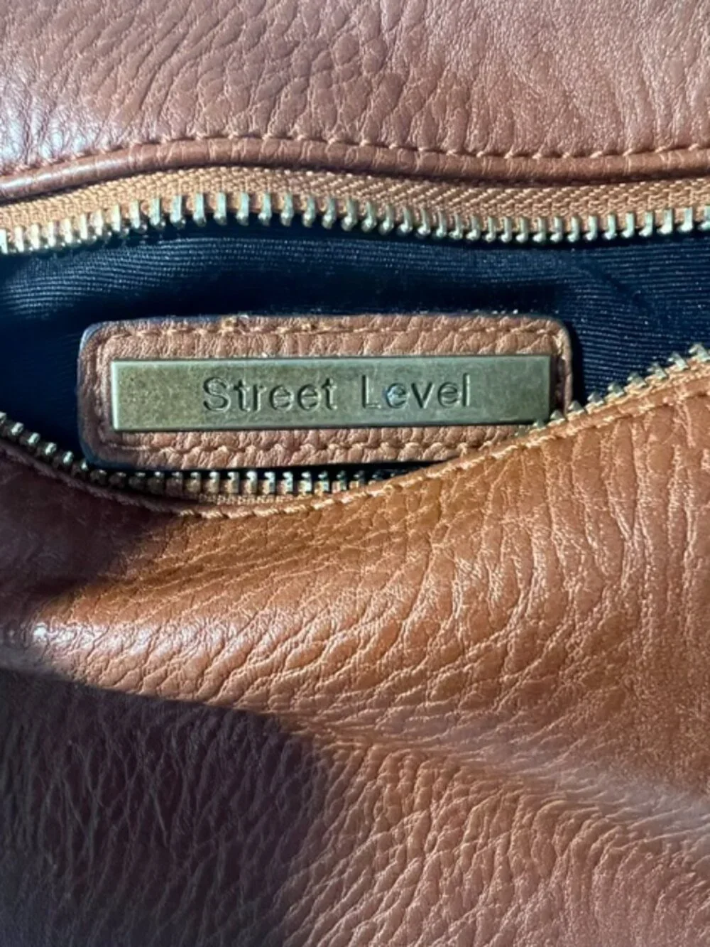 STREET LEVEL brown faux leather clutch removable wrist strap